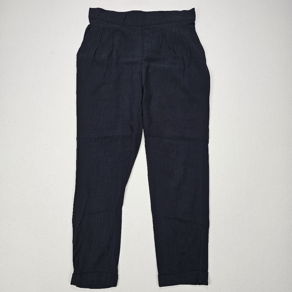 Melissa Nepton Straight Leg Pull-on Crepe Trousers Size Medium Black